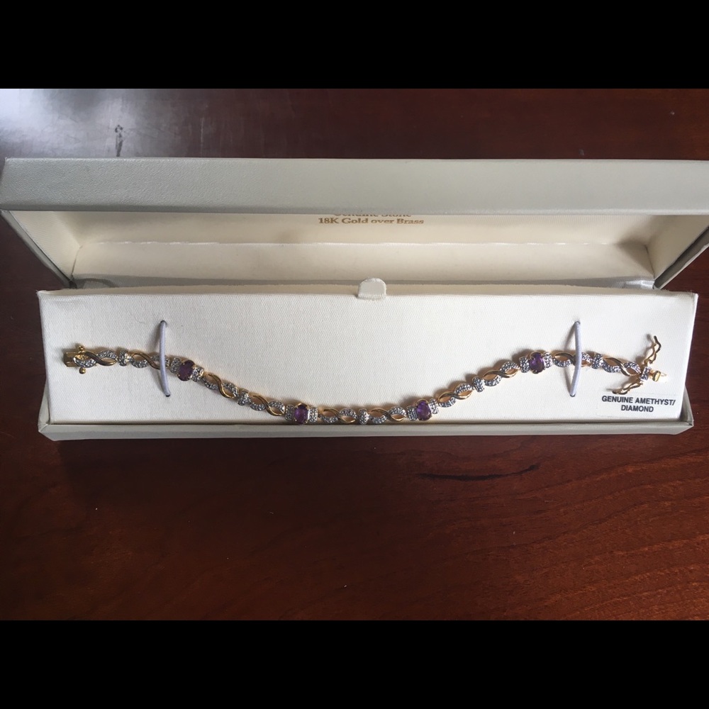 18k gold amethyst and diamond bracelet
